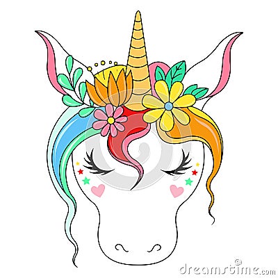 Unicorn Head Vector Illustration