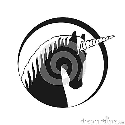 Unicorn sign in the circle Cartoon Illustration