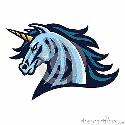 Unicorn Head Logo Design Gaming Esport Mascot Illustration Vector Illustration