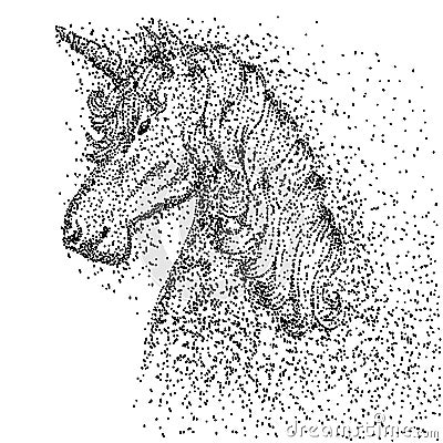 Unicorn head particle vector illustration Cartoon Illustration