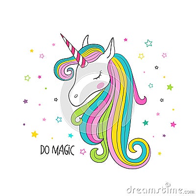 Unicorn head. Vector illustration for clothing Vector Illustration