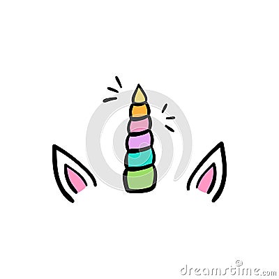 Colorful unicorn horn and ears vector illustration Vector Illustration