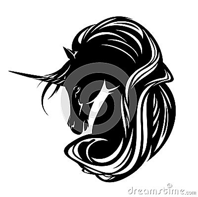 Unicorn horse black vector design Vector Illustration