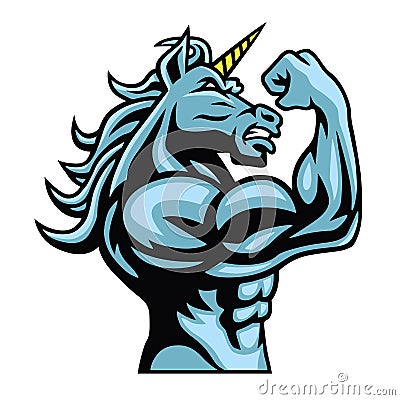 Unicorn Horse Fighter Mascot Vector Logo Character Design Vector Vector Illustration