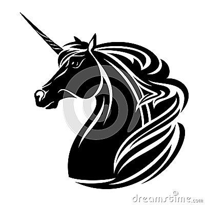 Unicorn horse head black vector design Vector Illustration