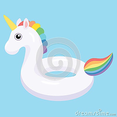 Unicorn inflatable pool float. Vector illustration. Cartoon Illustration