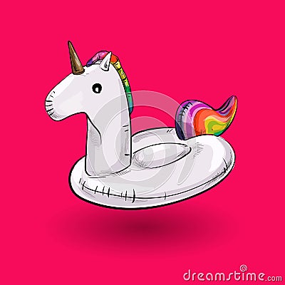 Unicorn inflatable pool float. Vector illustration. Vector Illustration