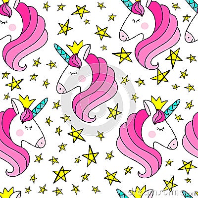 Unicorn seamless pattern vector illustration Vector Illustration