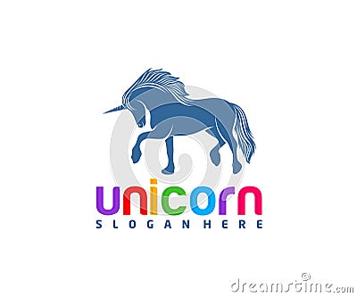 Unicorn logo design vector template, flying Horse design illustration Vector Illustration
