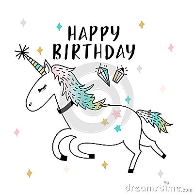 Unicorn magic party illustration Vector Illustration