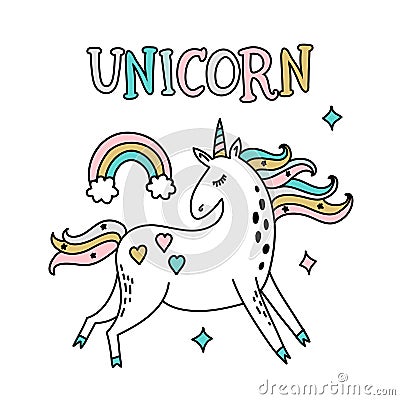 Unicorn magic party illustration Vector Illustration