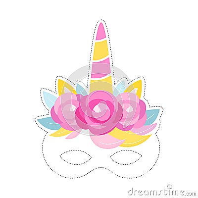 Unicorn Mask Photo Booth Prop. Birthday or Slumber Party Decor. Vector Design Vector Illustration