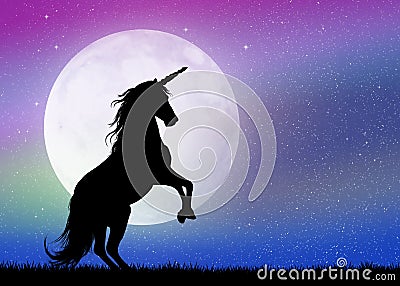 Unicorn in the moonlight Stock Photo