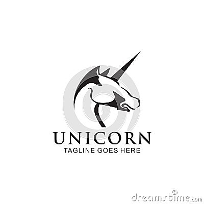 Unicorn mythological animal logo design vector template Vector Illustration