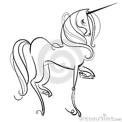 Unicorn painted in lines Vector Illustration