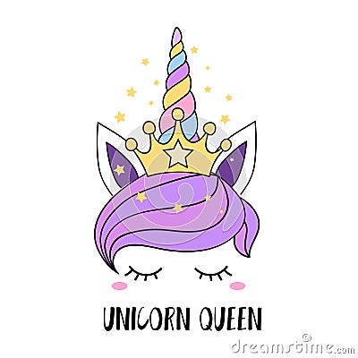 Unicorn queen inspiration card design Vector Illustration