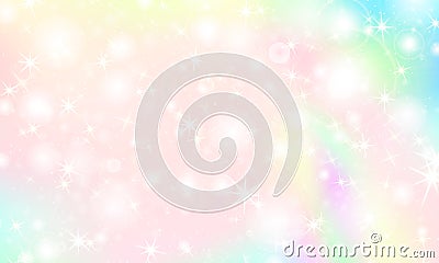 Unicorn rainbow background. Holographic sky Vector Illustration