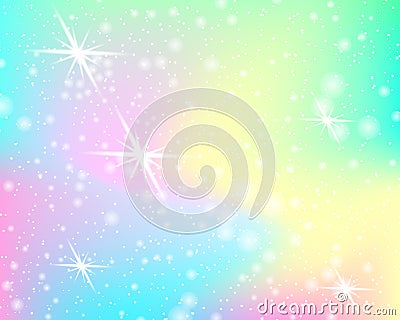 Unicorn rainbow background. Mermaid pattern in princess colors. Fantasy colorful backdrop with rainbow mesh Vector Illustration