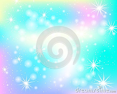 Unicorn rainbow background. Mermaid pattern in princess colors. Fantasy colorful backdrop with rainbow mesh Vector Illustration