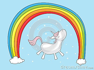 Unicorn with rainbow Vector Illustration