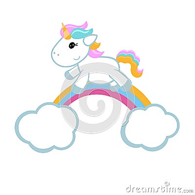 Unicorn and a rainbow. Vector Illustration