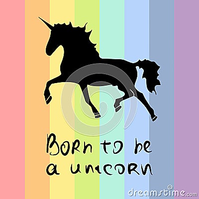 Unicorn. Rainbow Stars Postcard Vector Illustration