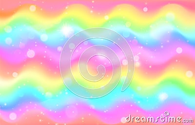 Unicorn rainbow wave background. Mermaid galaxy pattern Vector Illustration