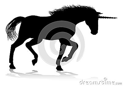 Unicorn Silhouette Horned Horse Vector Illustration