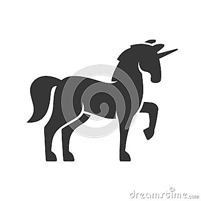 Unicorn Silhouette Icon on White Background. Vector Vector Illustration