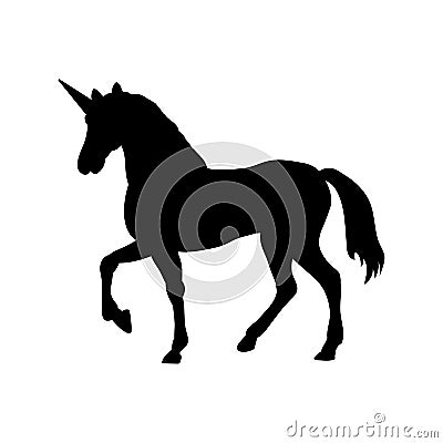 Unicorn silhouette mythology symbol fantasy Vector Illustration