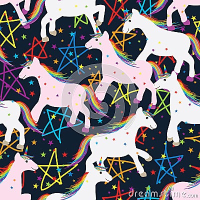 Unicorn star seamless pattern Vector Illustration