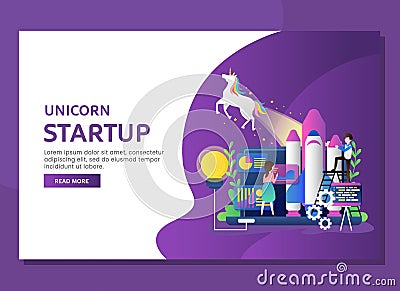 Unicorn start up business concept Vector Illustration