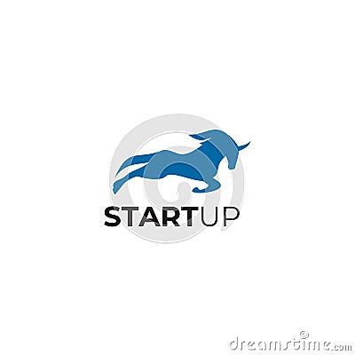 Unicorn start up logo design template Vector Illustration