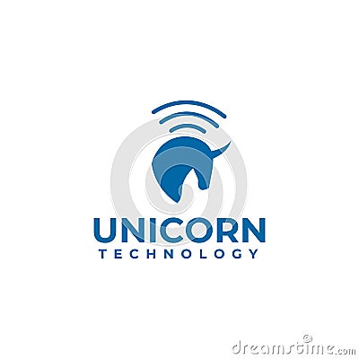 Unicorn start up logo design template Vector Illustration