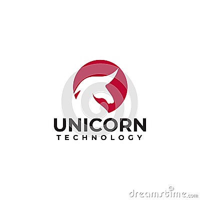 Unicorn start up logo design template Vector Illustration