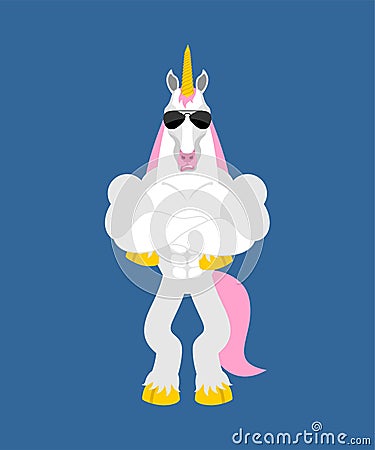 Unicorn Strong Cool serious. powerful Magic horse strict. Vector illustration Vector Illustration