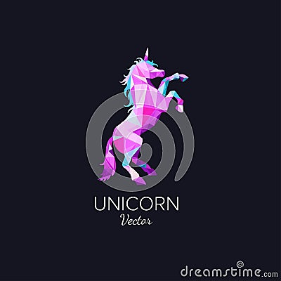 Unicorn symbol in Low Poly style . Vector geometric polygonal logo Vector Illustration