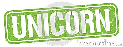 UNICORN text written on green stamp sign Stock Photo