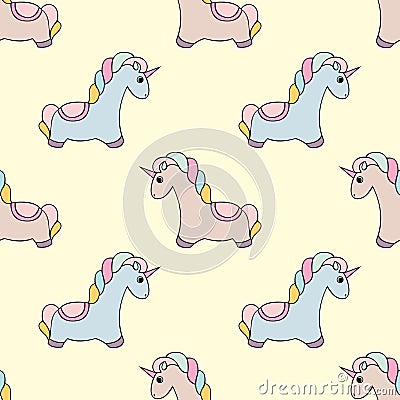 Unicorn. Vector seamless pattern with unicorns. Colorful cute design for the design and design of children`s textiles Vector Illustration