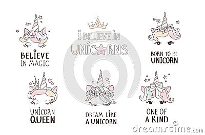 Unicorn vector sweet cute illustration. Magic fantasy design. Cartoon rainbow animal isolated horse. Fairytale unicorn Vector Illustration