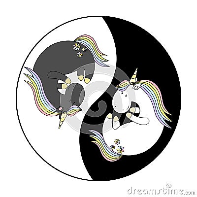 2018.04.02_unicorn Yin Yang Cartoon Illustration