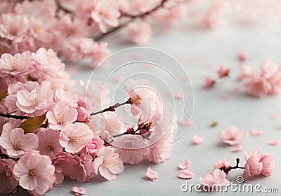 Flower Background - Serene Cherry Blossom Dreamscape Stock Photo