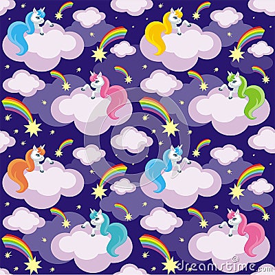 Unicorns and comets Vector Illustration