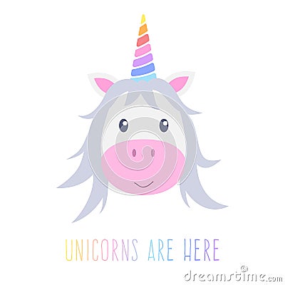Unicorns are here greeting card design Stock Photo