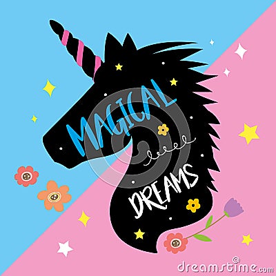 Unicorns Horse Cute Dream Fantasy Cartoon Character Vector Illustration Vector Illustration