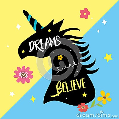 Unicorns Horse Cute Dream Fantasy Cartoon Character Vector Illustration Vector Illustration