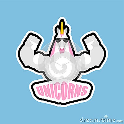 Unicorns sport logo. Magic horse Sports team club emblem. Animal mascot gaming sign. Unicorn Strong beast symbol Vector Illustration