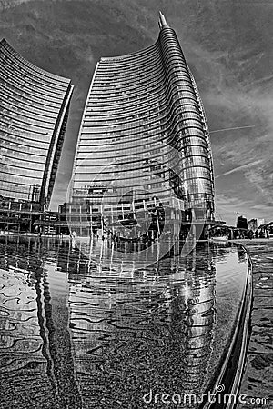 Unicredit skyscraper in Piazza Gae Aulenti in Milan Editorial Stock Photo