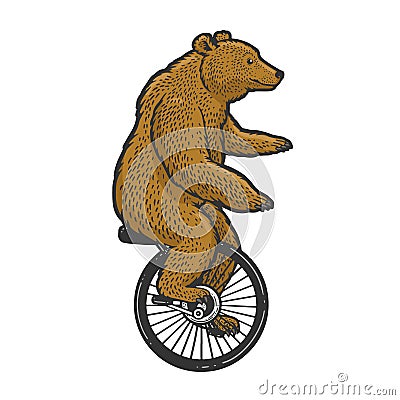 unicycle bear sketch vector illustration Vector Illustration