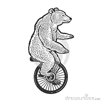 unicycle bear sketch vector illustration Vector Illustration